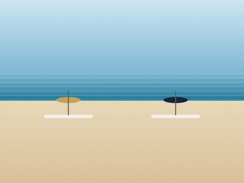 Private beach with loungers and parasols