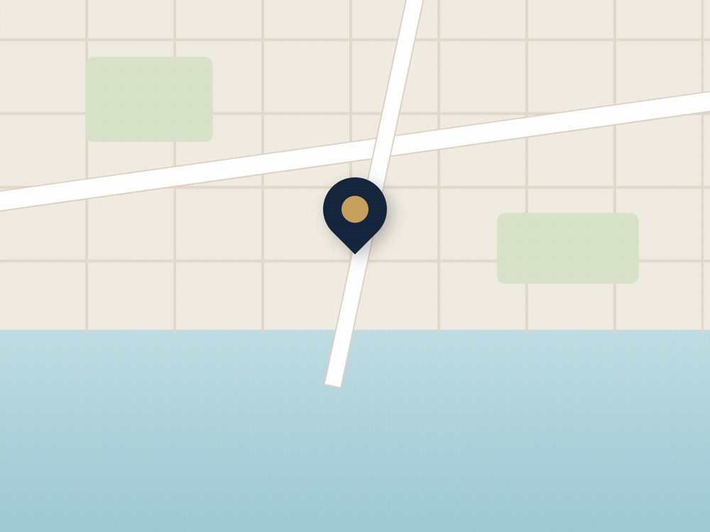 Stylised map showing the hotel location above the harbour